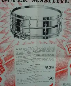 [B]1929-30 LUDWIG &amp; LUDWIG 6.5 x 14 NOB STANDARD-SENSITIVE MODEL[/B]