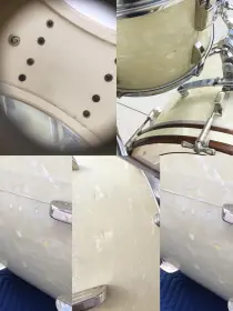 FOR SALE: Vintage Early 1950s Leedy &amp; Ludwig 13/16/24 with 14 Snare in White Marine P