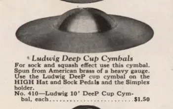 Vintage 1920-1930s Ludwig 10" Deep Cup Brass "Sock" Hi-Hat Cymbal Pair