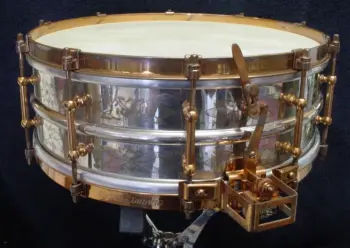 1926-27 LUDWIG &amp; LUDWIG 5 x 14 NOB/12 pt. FLORAL ENGRAVED DeLUXE SUPER-LUDWIG MODEL