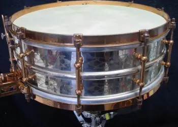 1926-27 LUDWIG &amp; LUDWIG 5 x 14 NOB/12 pt. FLORAL ENGRAVED DeLUXE SUPER-LUDWIG MODEL