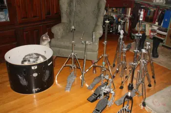 Sorting some vintage drum hardware...