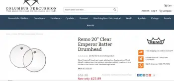 WTB Remo 20&quot; Emperor Clear TOM Head