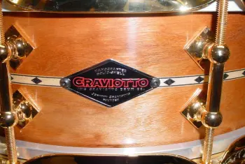 [B]10-18-18 CRAVIOTTO DRUM CO. 4.5 x 14 SOLID CHERRY/MAPLE INLAY/GOLD PLATED CUSTOM S