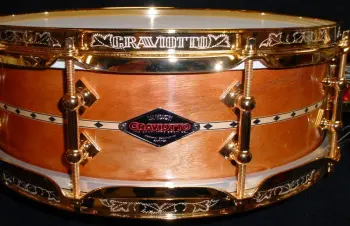 [B]10-18-18 CRAVIOTTO DRUM CO. 4.5 x 14 SOLID CHERRY/MAPLE INLAY/GOLD PLATED CUSTOM S