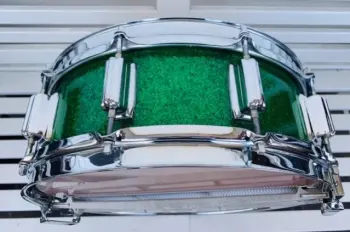 1964 Rogers 5x14 Wood Dynasonic snare drum in Sparkling Green Pearl