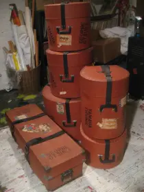 1970Yamaha 9000 series drum set inc. RARE pitch-bending floor tom.