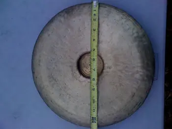 Antique Chinese lion cymbal, tiny hole