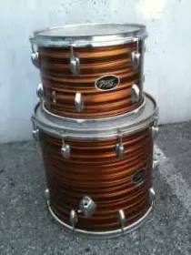 Hardware and Floor Tom for Star (?) Japanese set in Tiger Pearl