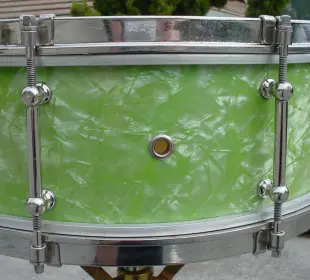 LATE 1920s-EARLY 1930s GRETSCH 5x14 8 LUG SEA GREEN AMERICAN MODEL