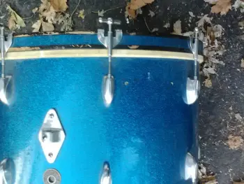 1950's Gretsch Round Badge 14''x20'' bass drum, blue sparkle, great shape!