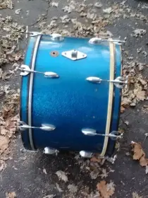 1950's Gretsch Round Badge 14''x20'' bass drum, blue sparkle, great shape!