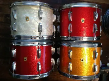 60's Ludwig keystone 3 ply orphan 13&quot; toms Red Sparkle, Gold Sparkle, WMP