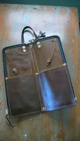 Vintage style leather stick bag- New $165