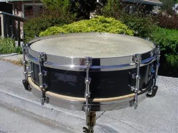1928-32 NO-NAME (SLINGERLAND?) 4 x 14 BLACK LACQUER 10 LUG TONE FLANGE MODEL