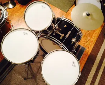 1965 / 1966 Ludwig Club Date Set in Black Lacquer with Matching Pioneer Snare