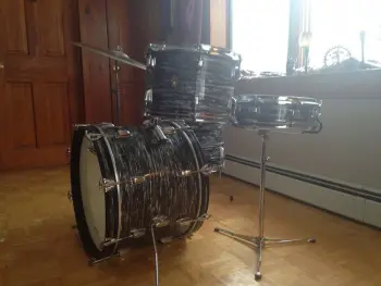 60's Ludwig Black Oyster Downbeat 12/14/20 with matching downbeat snare!