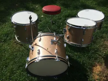 1966 Ludwig Downbeat 12/14/20 w matching Jazz Fest snare, Champagne Sparkle - AMAZING