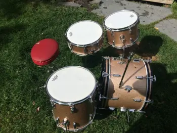1966 Ludwig Downbeat 12/14/20 w matching Jazz Fest snare, Champagne Sparkle - AMAZING