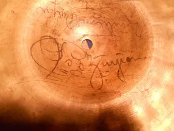 Vintage cymbal with signature