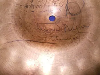 Vintage cymbal with signature