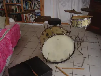 Late 40's to 1950 Slingerland Radio King kit snare set w/ Trans Stamp A. Zildjian  HI