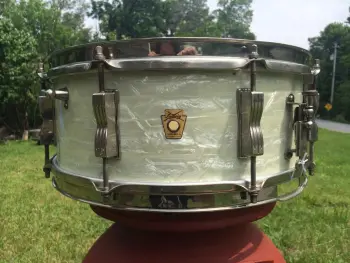 Vintage early 60's Ludwig Pre-Serial Jazz Festival Snare Drum in beautiful WMP