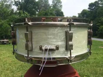 Vintage early 60's Ludwig Pre-Serial Jazz Festival Snare Drum in beautiful WMP