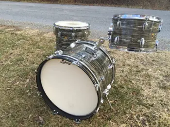 1966 Ludwig 3 pc ’Downbeat’ outfit 12/14/20 in original Black Oyster Pearl wrap