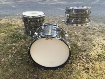 1966 Ludwig 3 pc ’Downbeat’ outfit 12/14/20 in original Black Oyster Pearl wrap