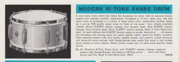 [B]1942 LUDWIG &amp; LUDWIG 6.5 x 14 WHITE “CRYSTAL”/WHITE “CRYSTAL” PLASTIC MODERNE BI-T