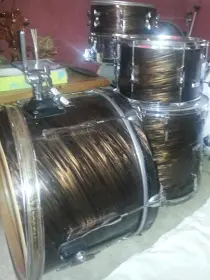 Vintage Olympic Mahogany Duroplastic Complete Drum Kit 1970's
