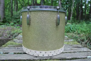 Vintage 1940s Slingerland Radio King 12x14&quot; Tom Drum - Faded Silver Sparkle
