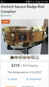 Gretsch 1980s Era Snare with Gold Hardware