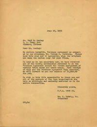 Rare Letter Between W.F.L. Drum Co. & C.G. Conn about the Purchase Agreement